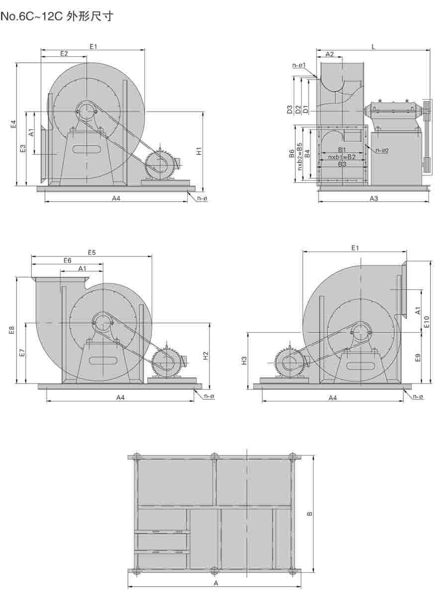 NO.6C~12C外形尺寸安裝圖